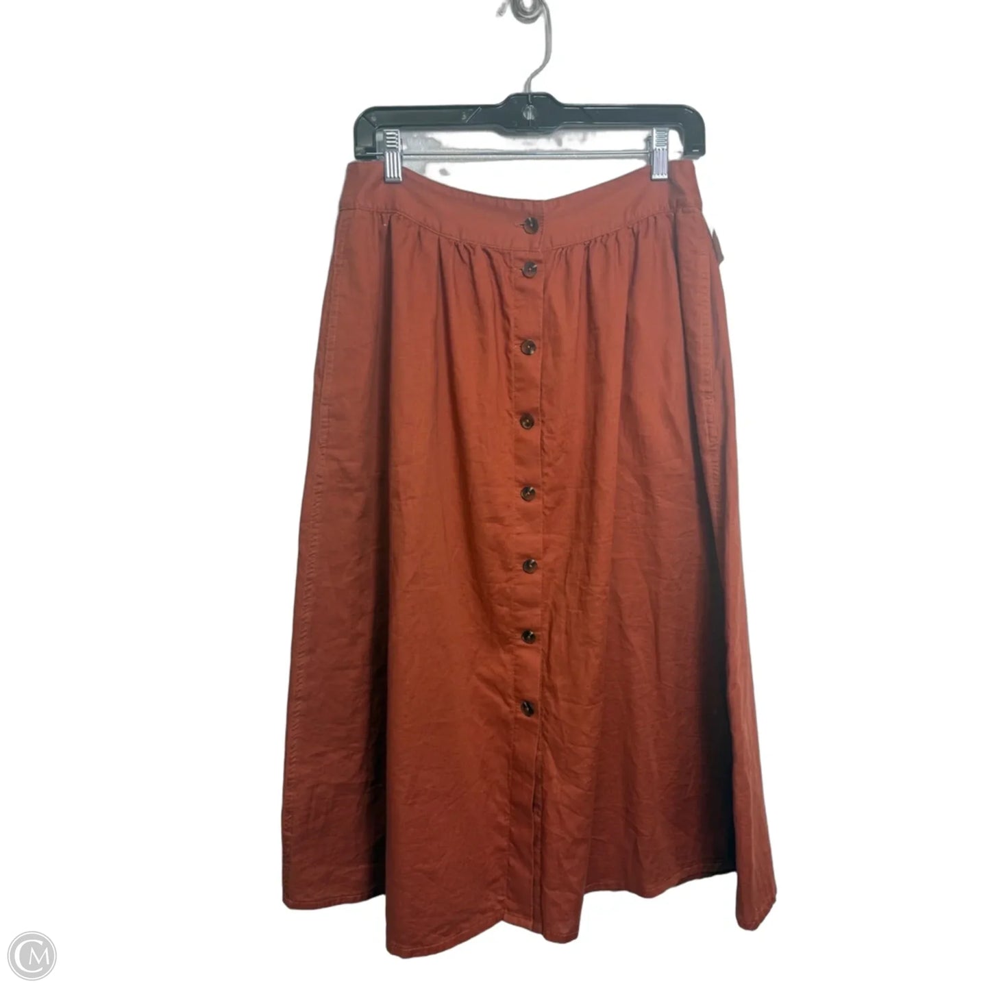 Skirt Midi By Madewell In Orange, Size: 8
