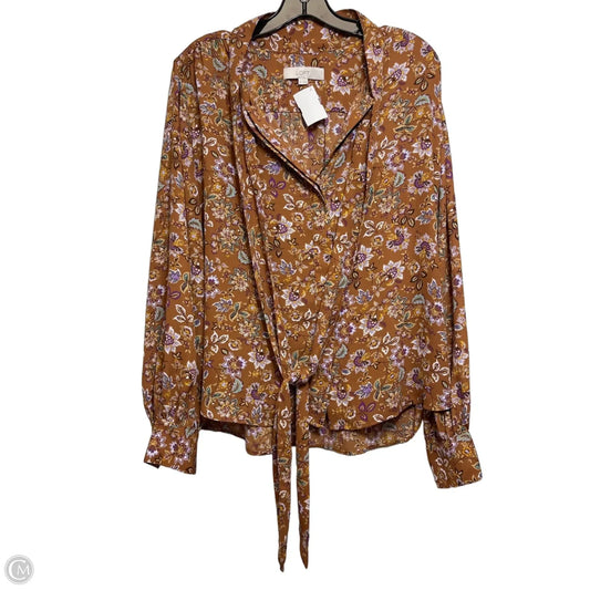 Top Long Sleeve By Loft In Brown & Purple, Size: M