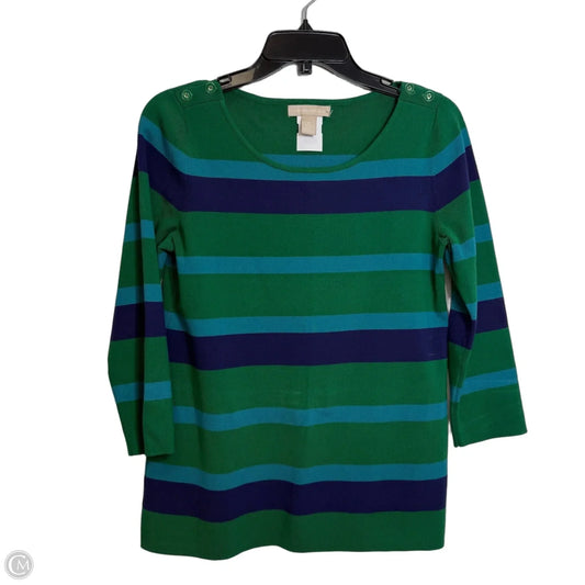 Top Long Sleeve By Banana Republic In Blue & Green, Size: M