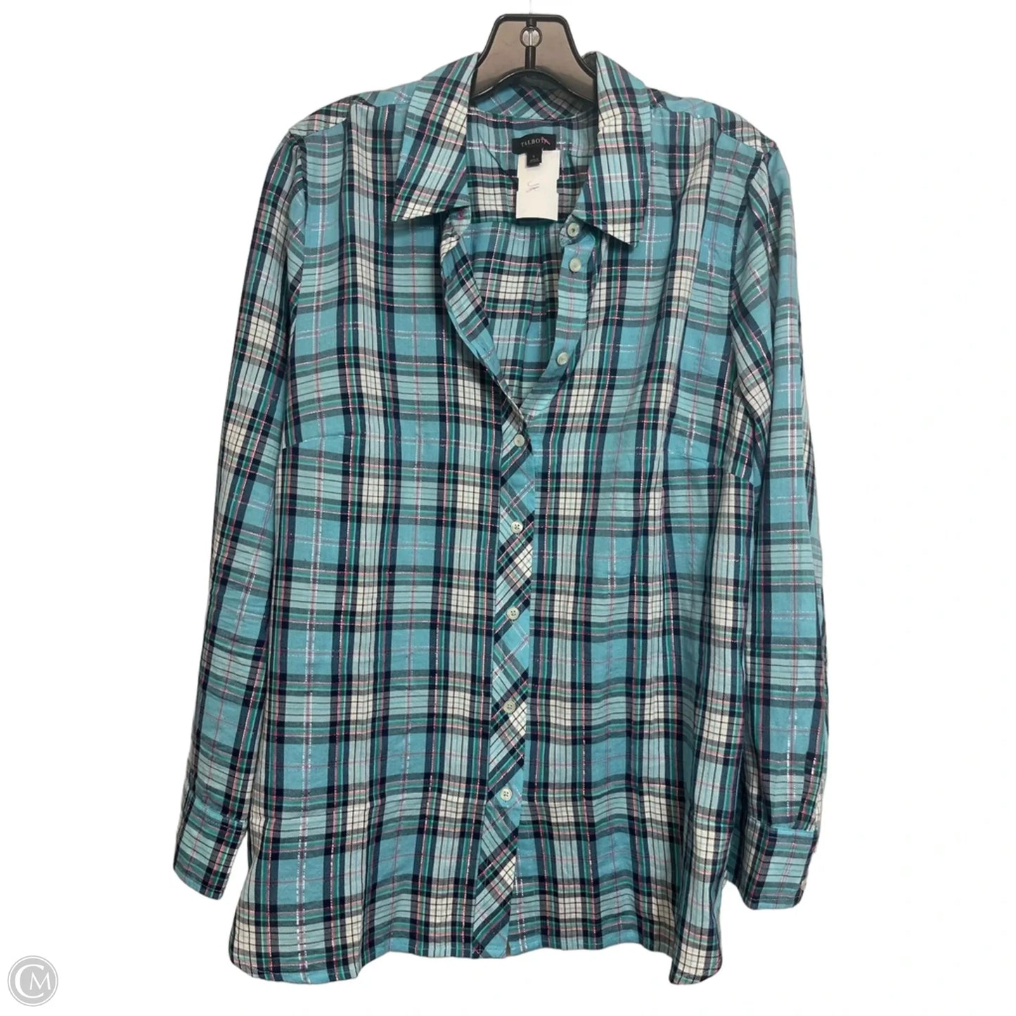 Top Long Sleeve By Talbots In Plaid Pattern, Size: L