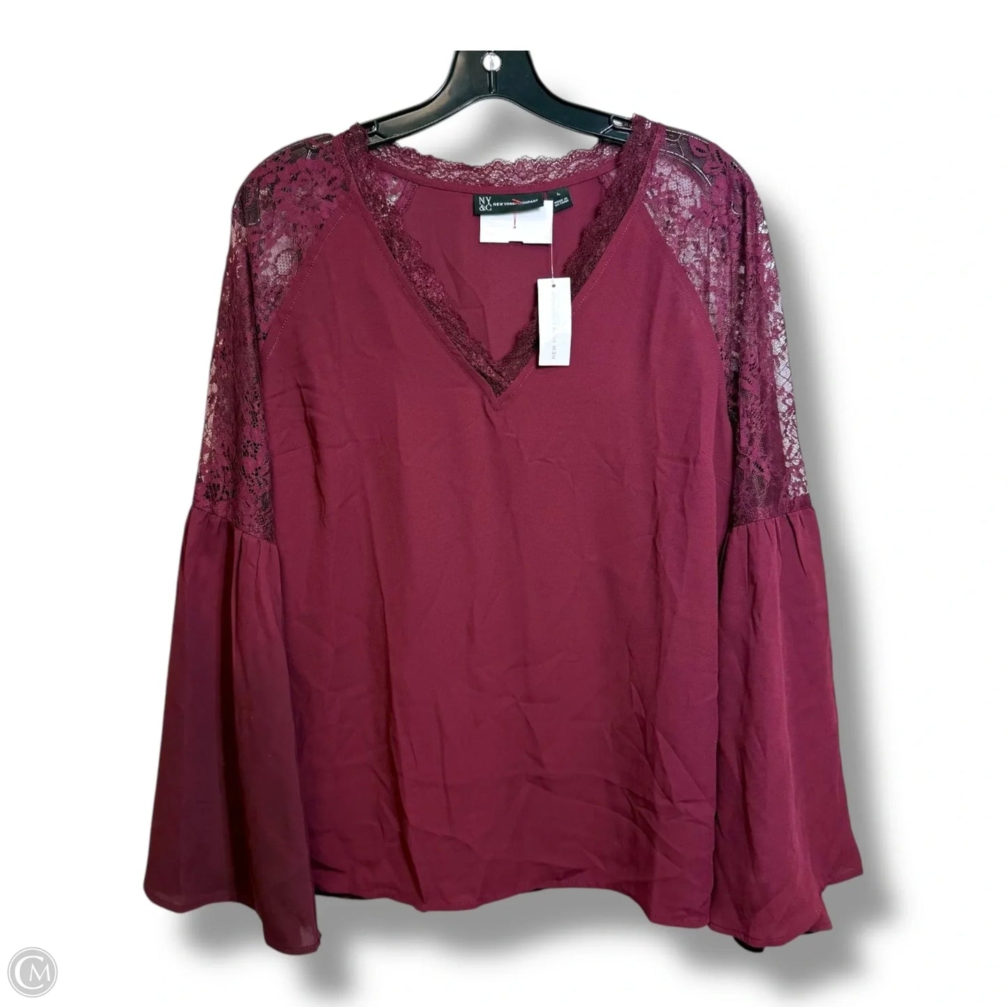 Top Long Sleeve By New York And Co In Maroon, Size: L
