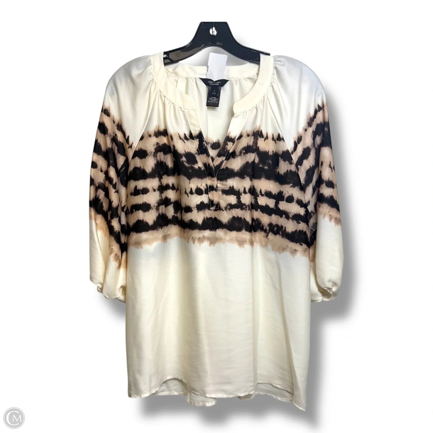 Top Short Sleeve By Simply Vera In Cream, Size: S