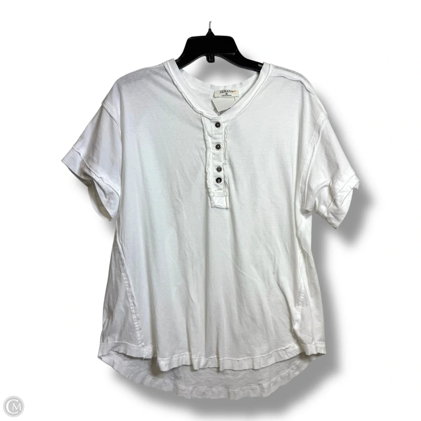 Top Short Sleeve By Zenana Outfitters In White, Size: M