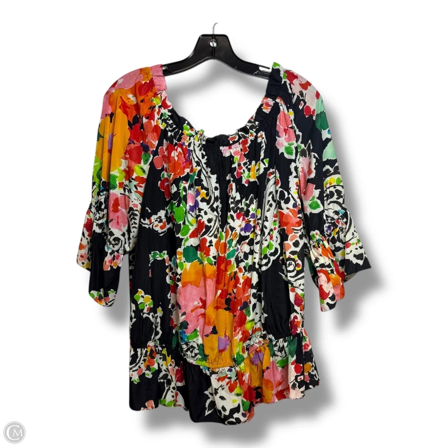 Top Short Sleeve By Lauren By Ralph Lauren In Floral Print, Size: 1x