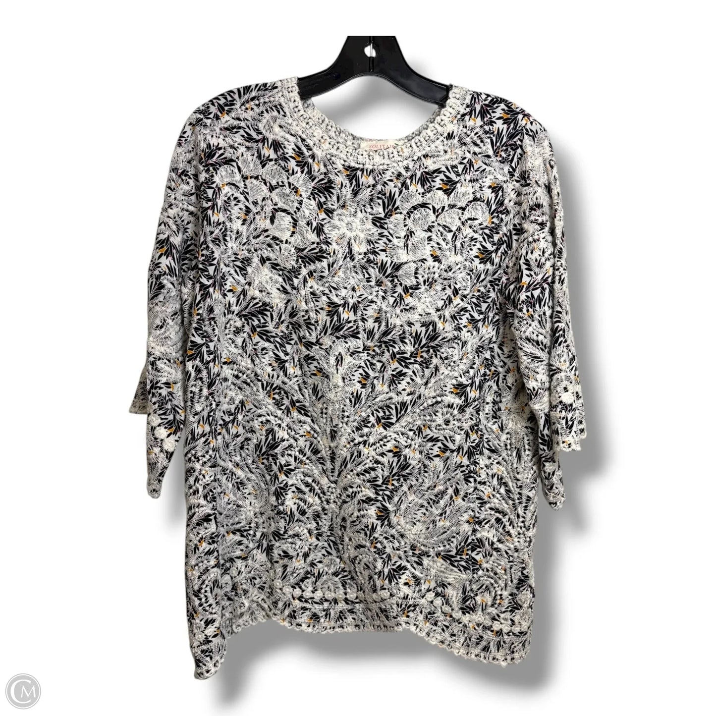 Top 2pc 3/4 Sleeve By Solitaire In Black & White, Size: L