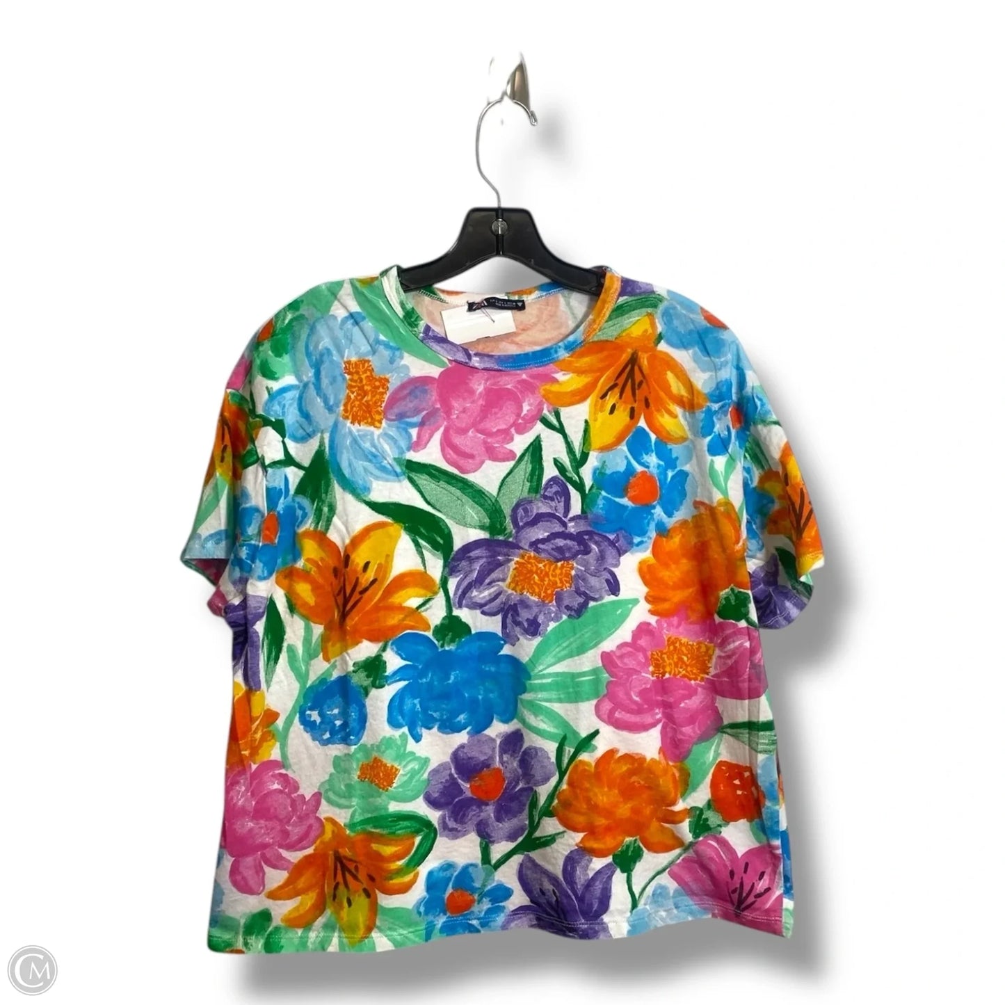 Top Short Sleeve Basic By Zara In Multi-colored, Size: L