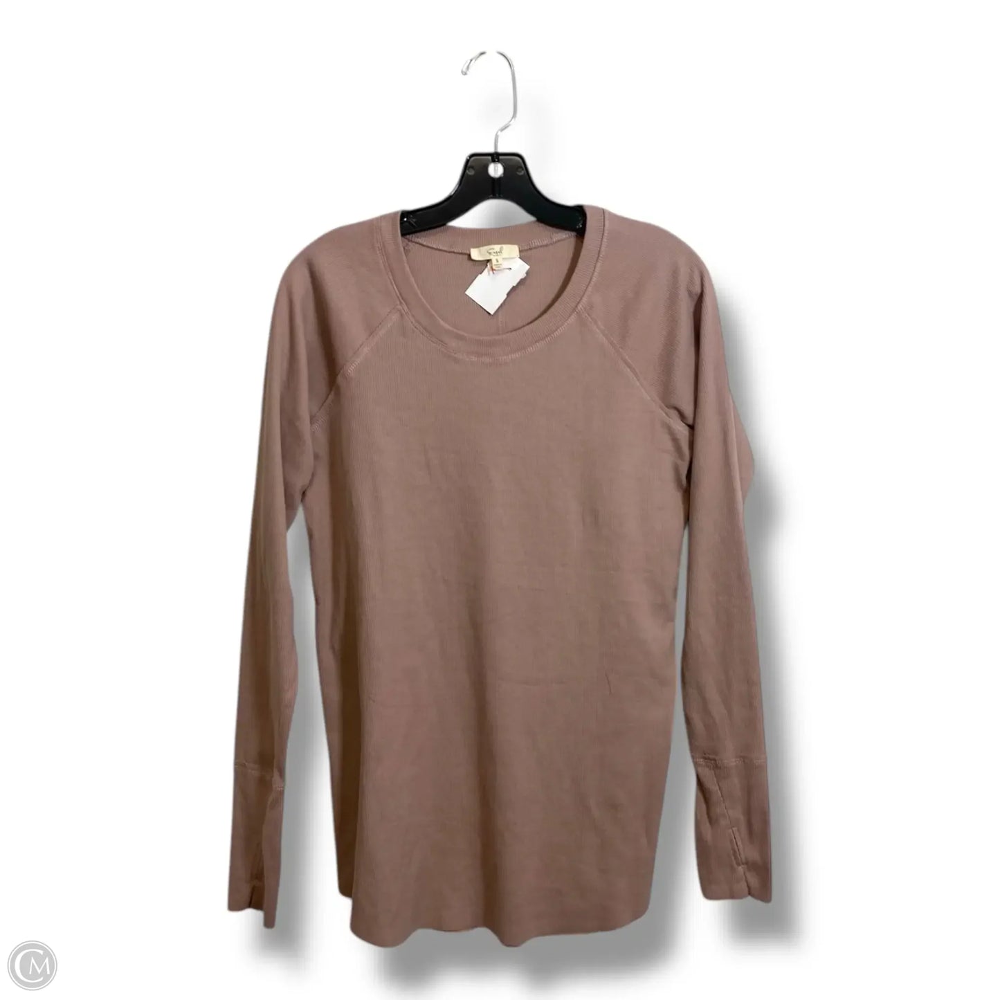 Top Long Sleeve By Easel In Taupe, Size: S