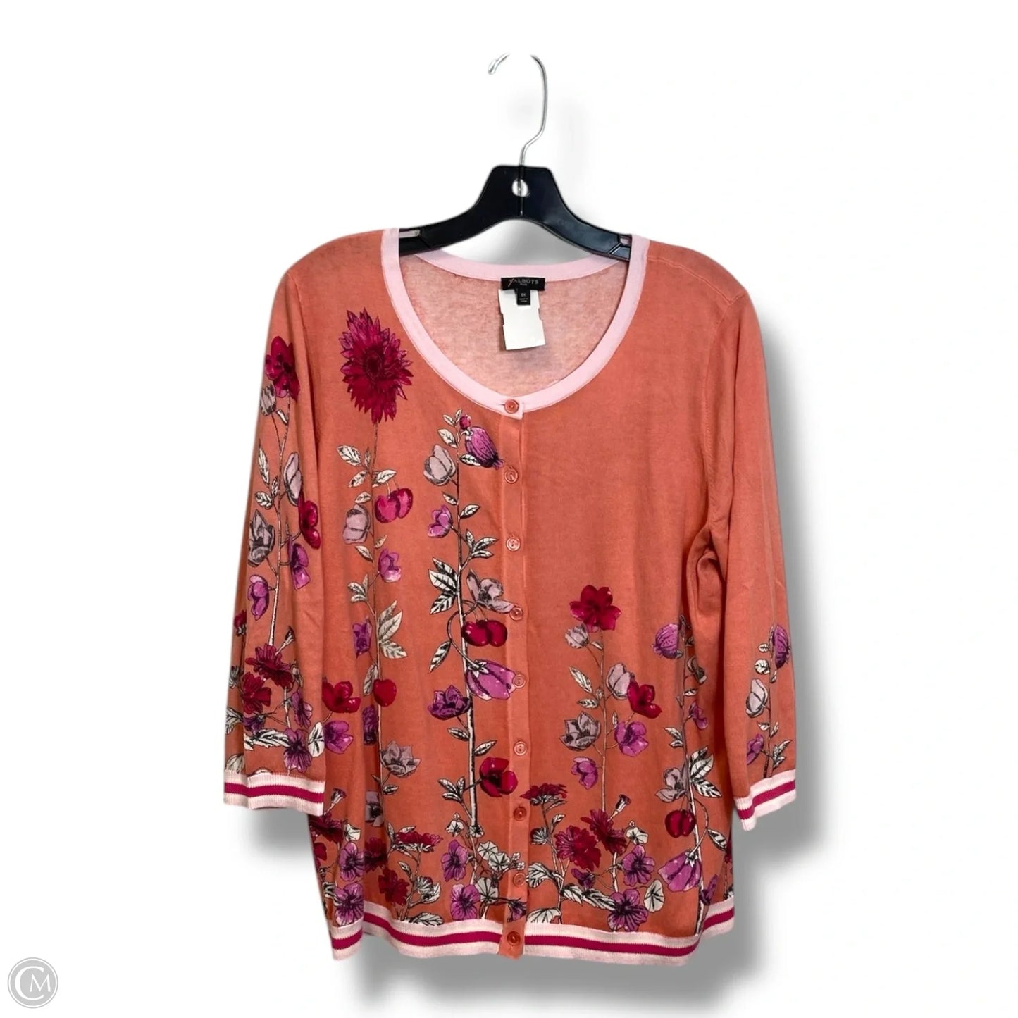 Cardigan By Talbots In Floral Print, Size: 1x