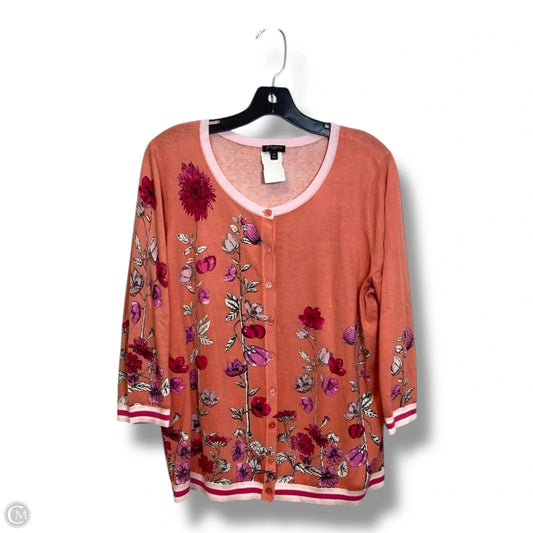 Cardigan By Talbots In Floral Print, Size: 1x