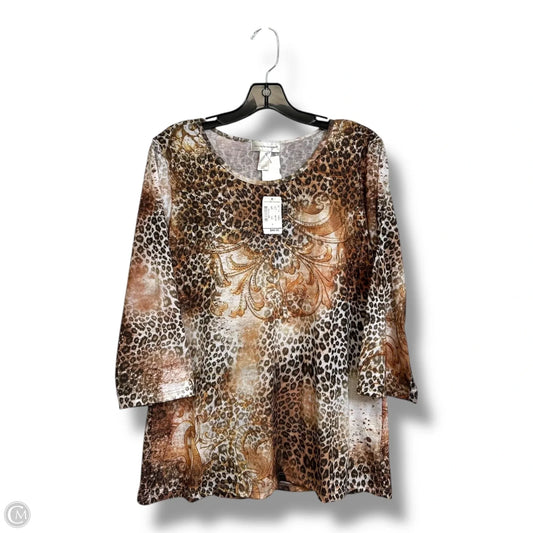 Top 3/4 Sleeve Basic By Christopher And Banks In Animal Print, Size: L