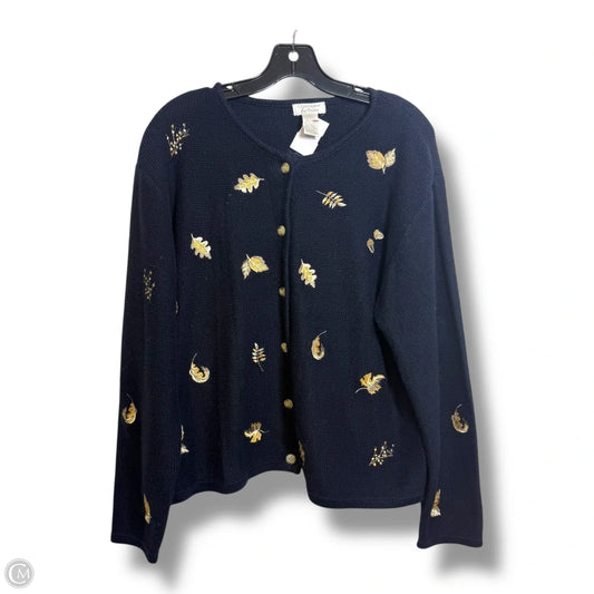 Leaves Cardigan By Christopher And Banks In Navy, Size: M