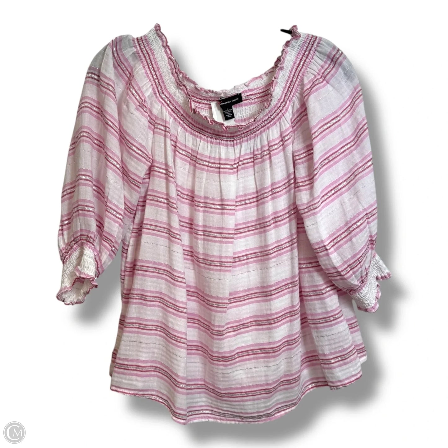 Top Short Sleeve By Inc In Striped Pattern, Size: L