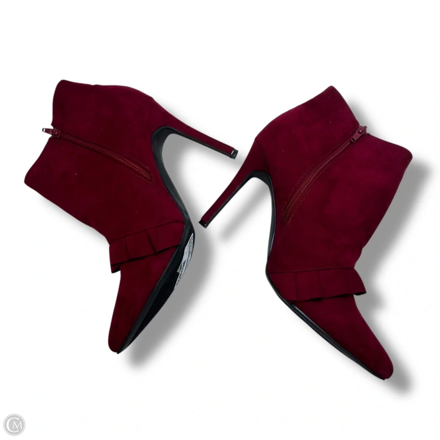 Boots Ankle Heels By Cme In Maroon, Size: 11