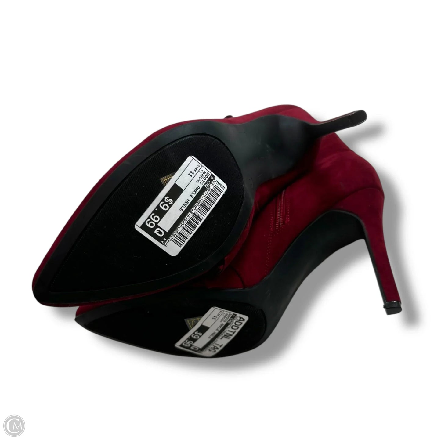 Boots Ankle Heels By Cme In Maroon, Size: 11