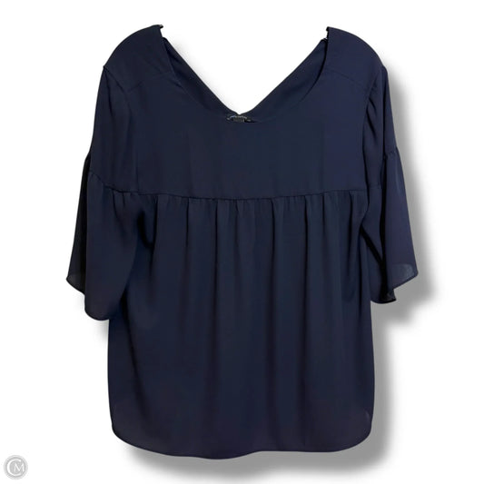 Top Short Sleeve By Ann Taylor In Navy, Size: M