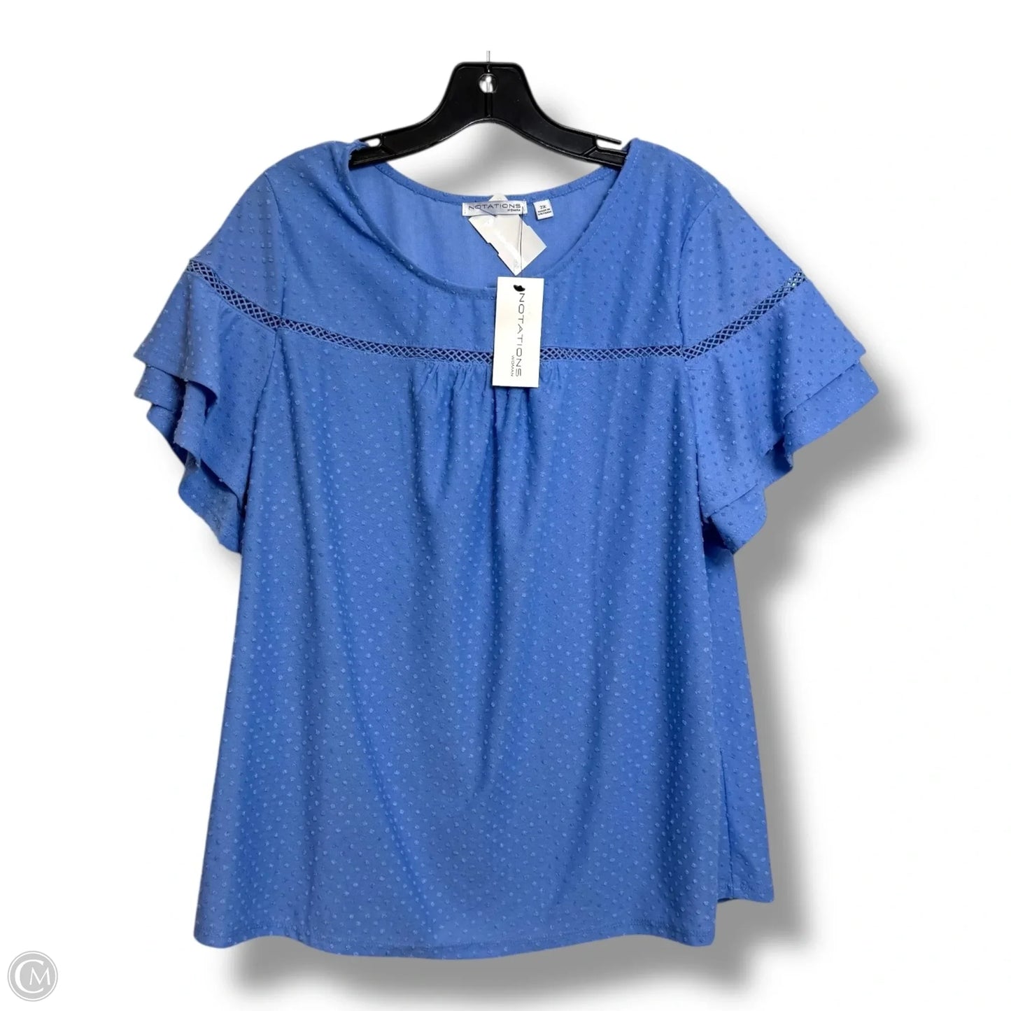 Top Short Sleeve By Notations In Blue, Size: 2x