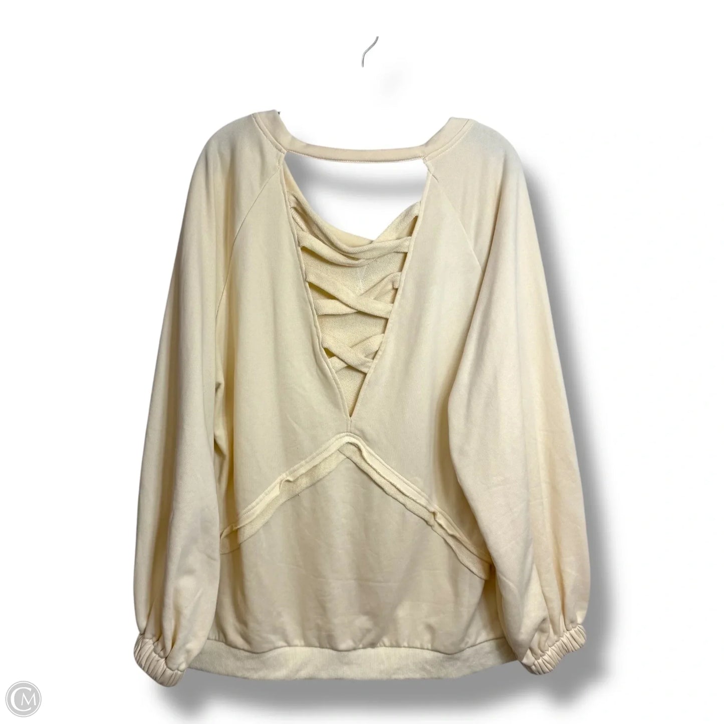 Top Long Sleeve By Pol In Ivory, Size: L