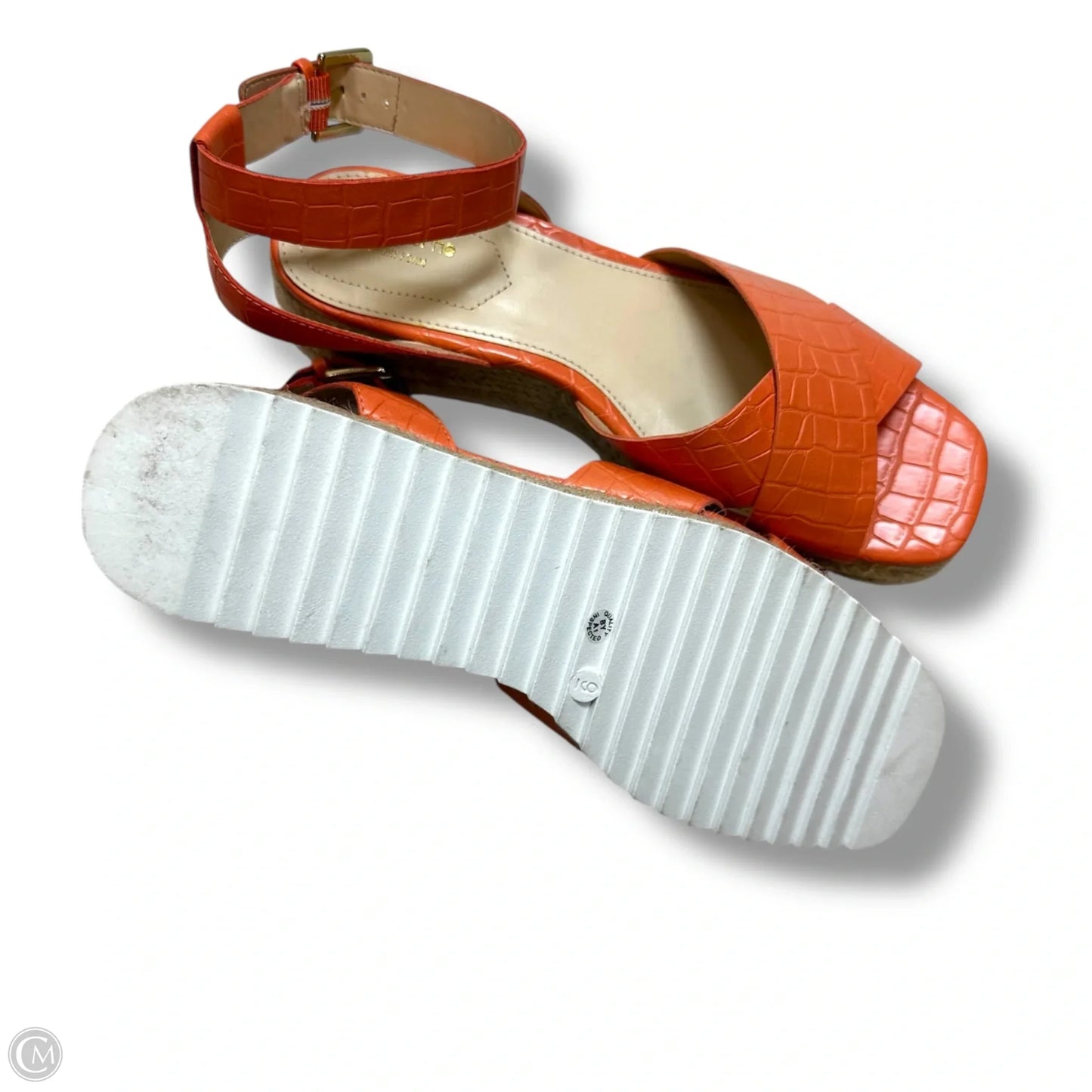 Sandals Heels Platform By Liz Claiborne In Peach, Size: 9