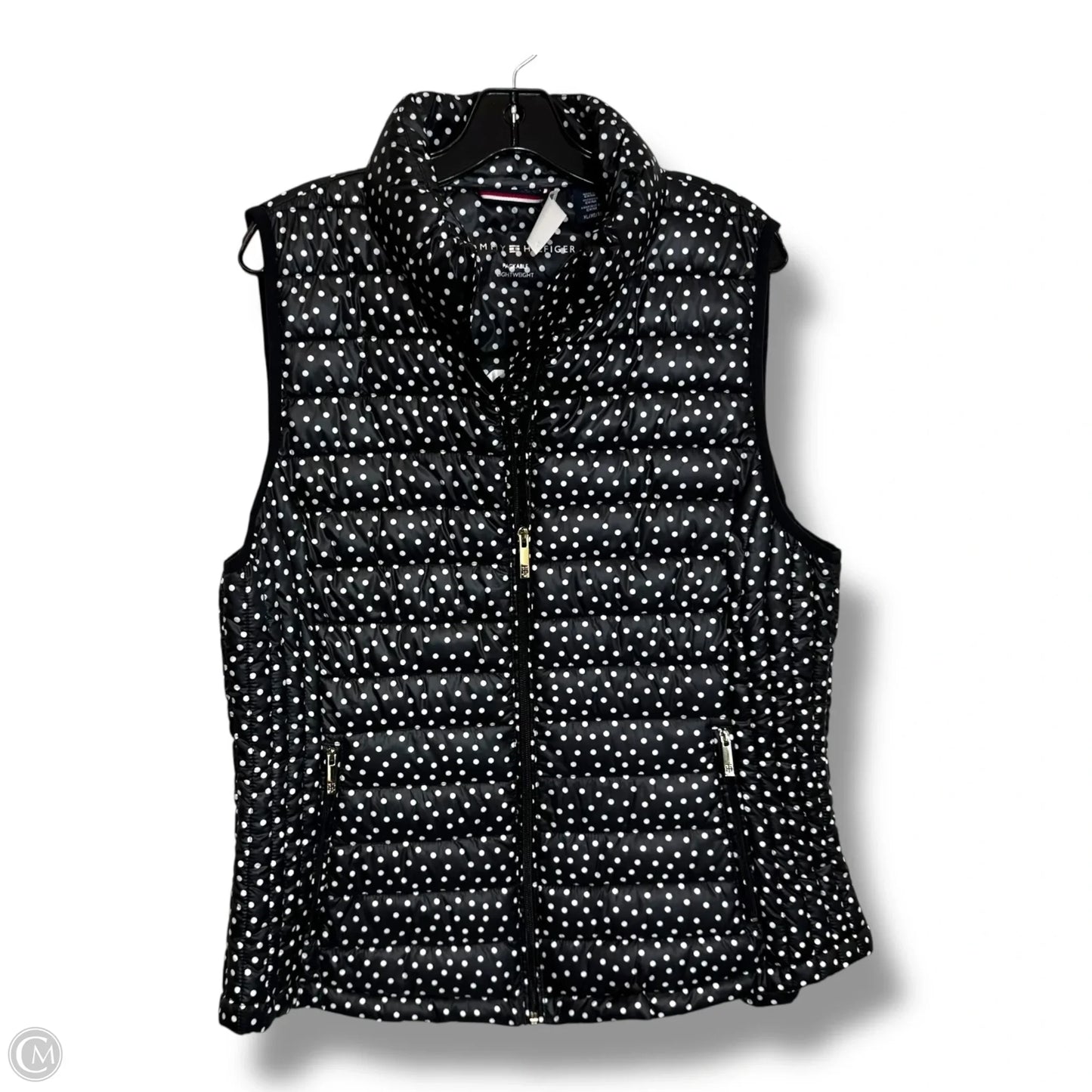 Vest Puffer & Quilted By Tommy Hilfiger In Polkadot Pattern, Size: Xl