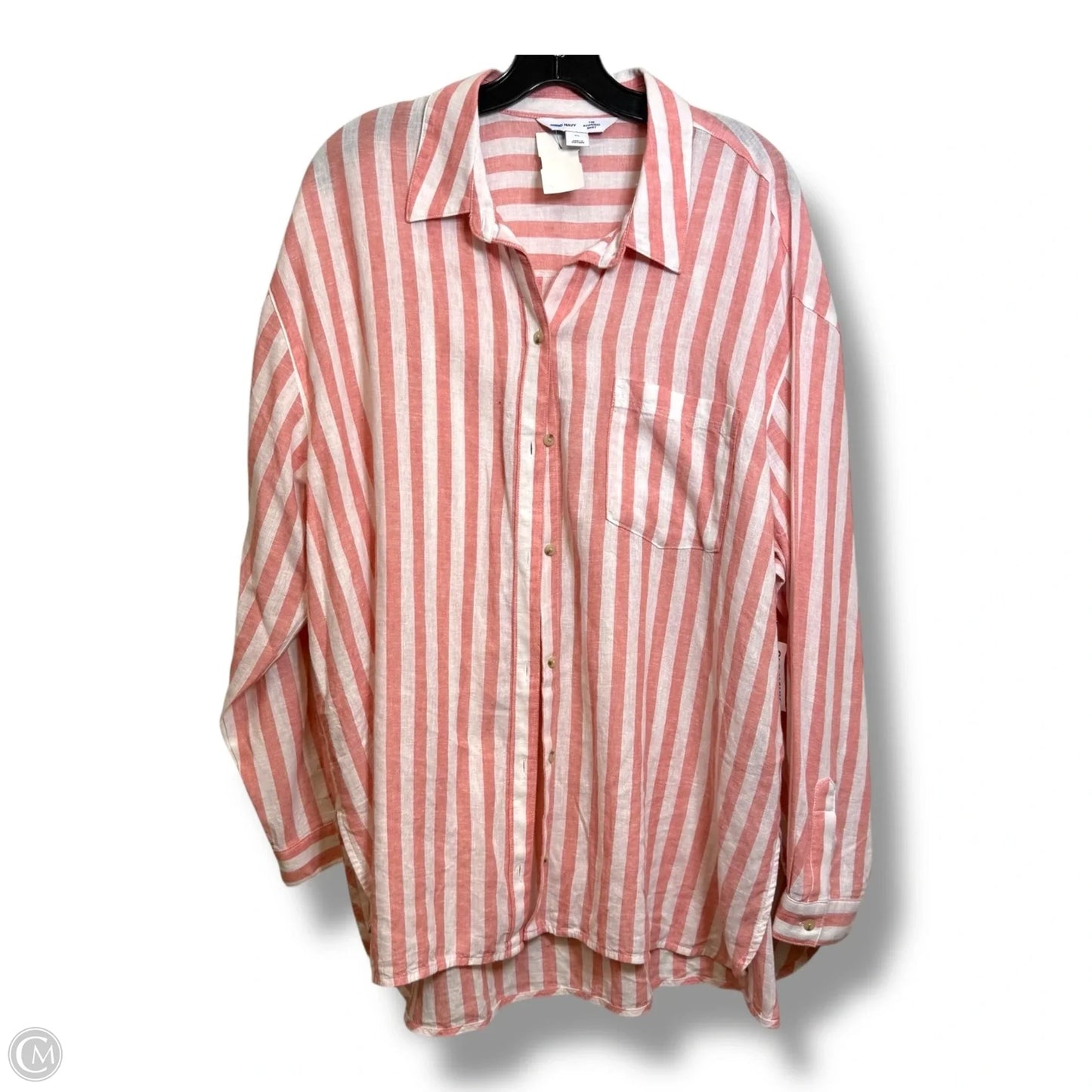 The boyfriend shirt Top Long Sleeve By Old Navy In Striped Pattern, Size: Xl