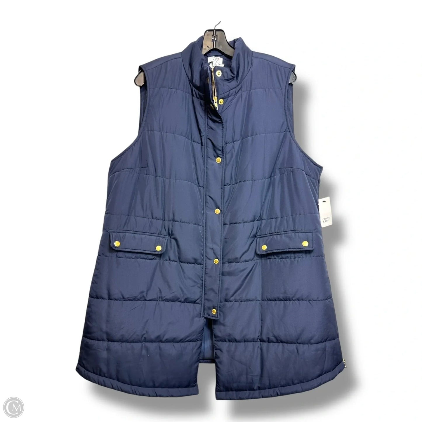 Vest Puffer & Quilted By Crown And Ivy In Navy, Size: 2x