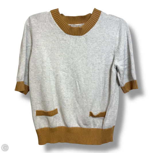 Sweater Short Sleeve By Loft In Tan, Size: L
