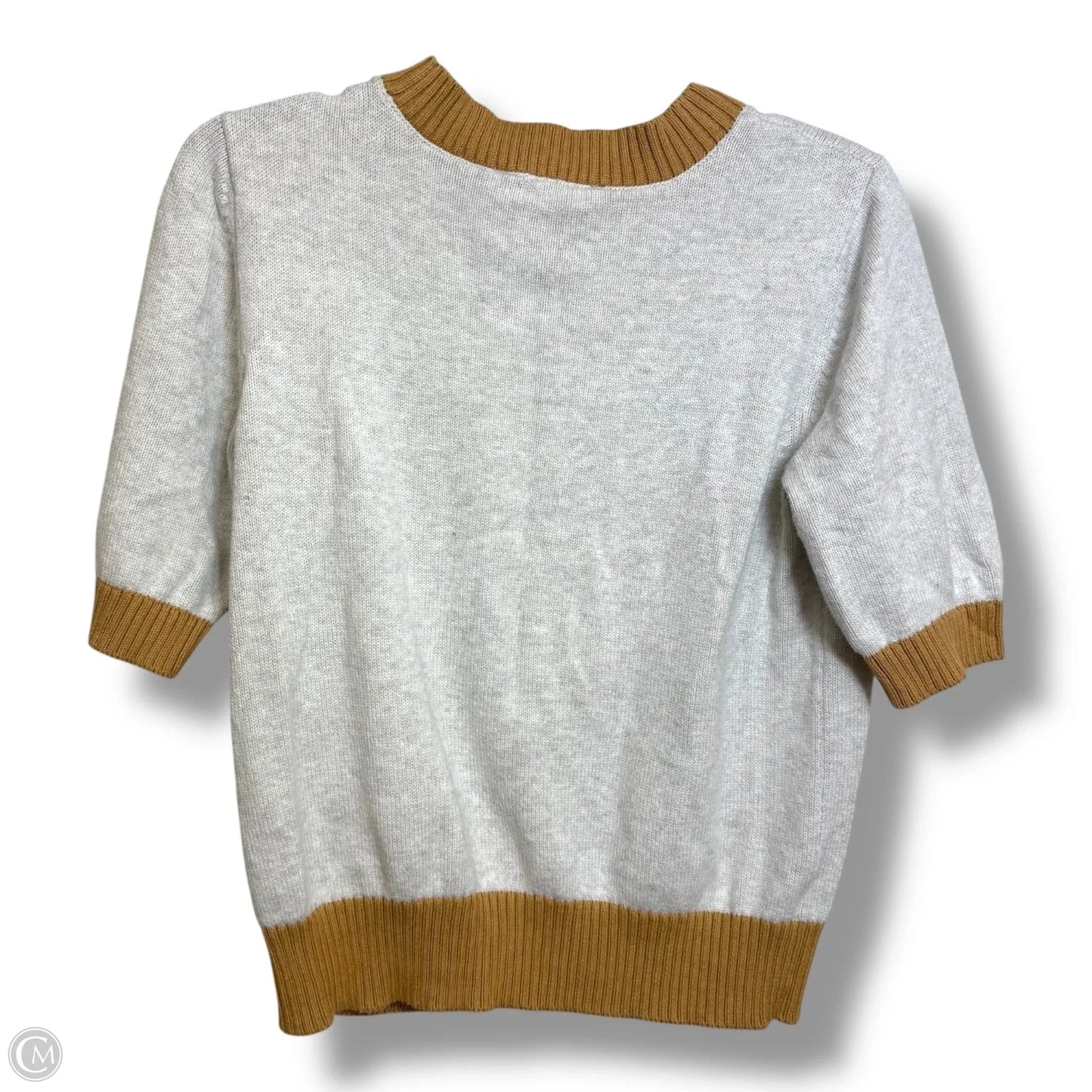 Sweater Short Sleeve By Loft In Tan, Size: L