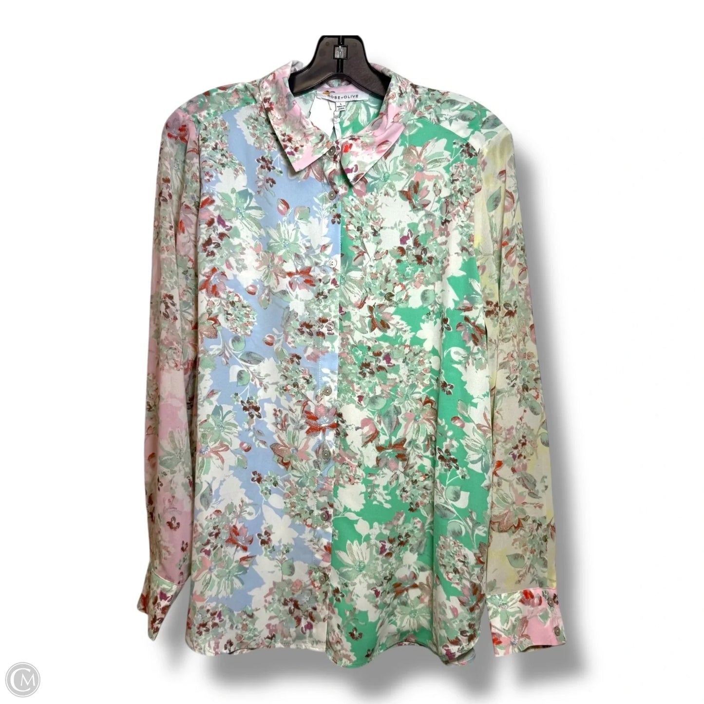 Blouse Long Sleeve By Rose And Olive In Multi-colored, Size: L