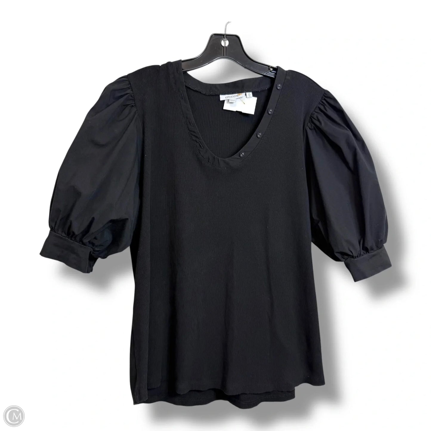 Top Short Sleeve Basic By Chicos In Black, Size: Xl