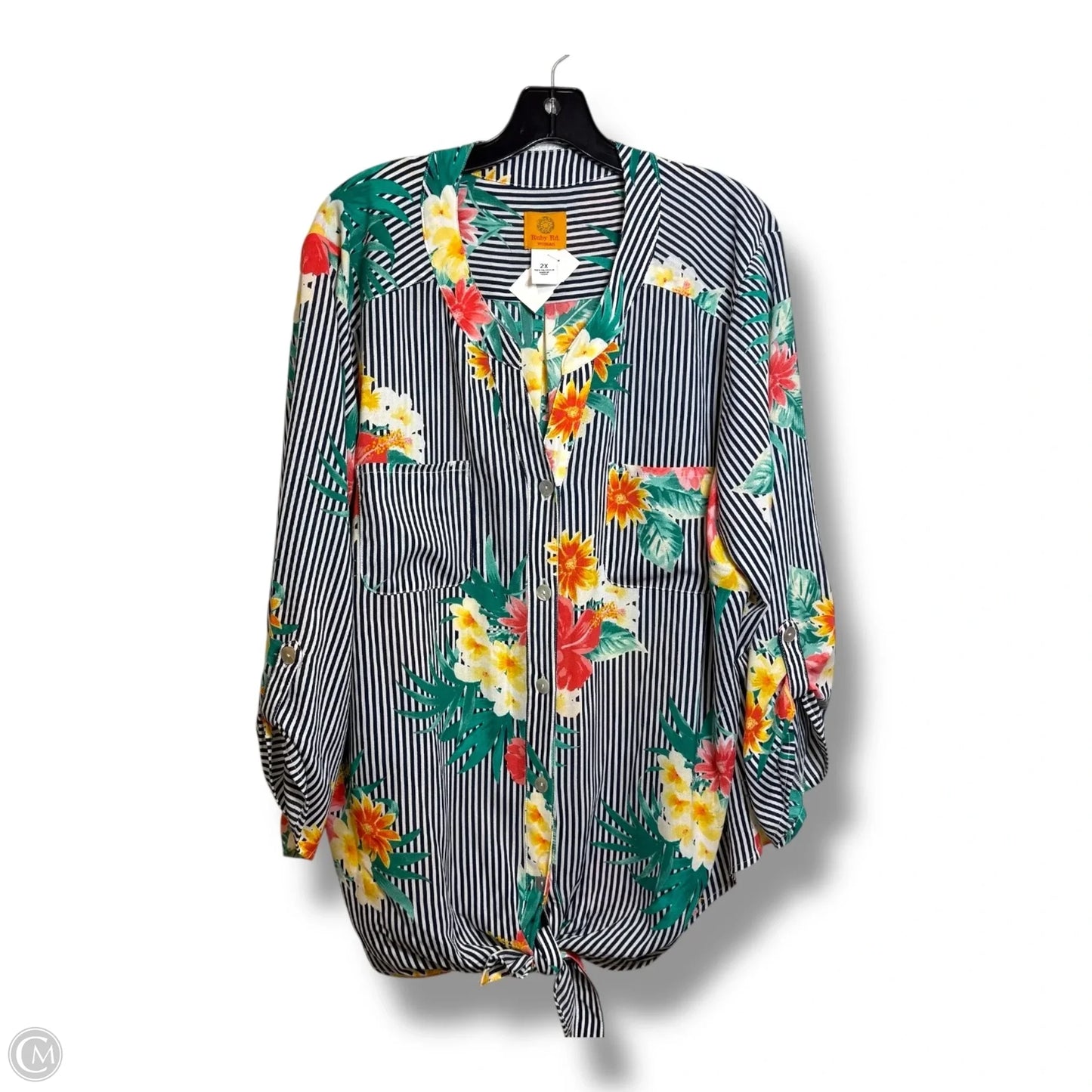 Top 3/4 Sleeve By Ruby Rd In Floral Print, Size: 2x