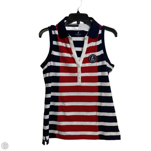 Top Sleeveless By Nautica In Blue Red & White, Size: M