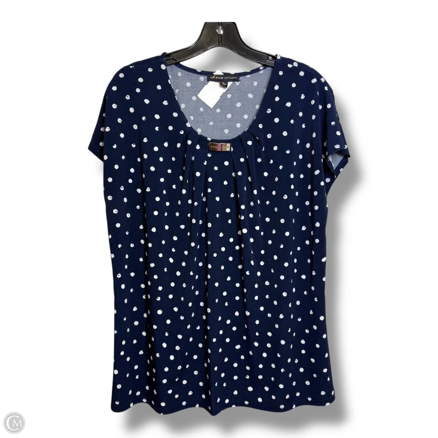 Top Short Sleeve By Adrienne Vittadini In Polkadot Pattern, Size: L