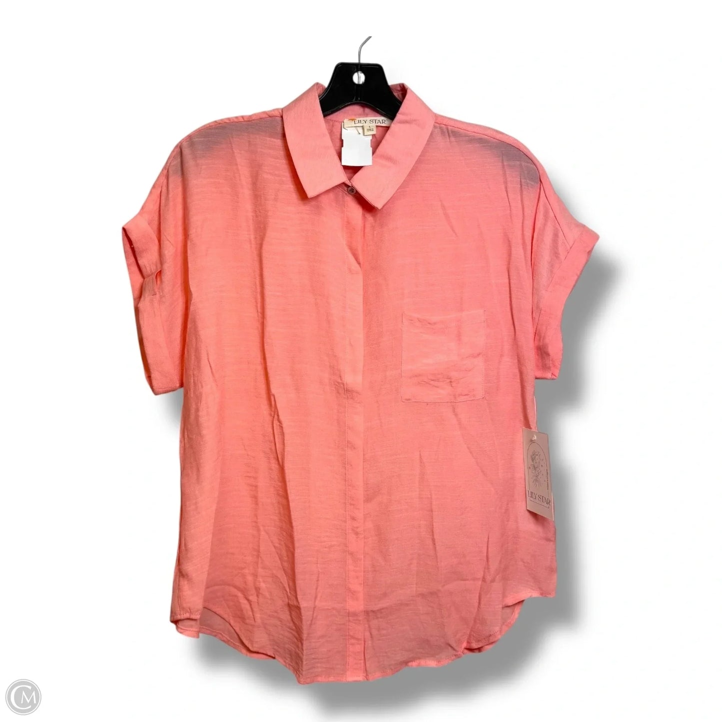 Top Short Sleeve By Cme In Coral, Size: L