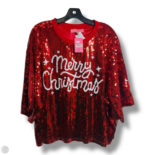 Merry Christmas holiday Top Short Sleeve By Simply Southern In Red, Size: Xxl