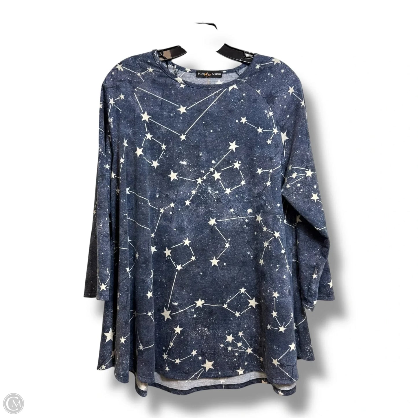 Top 3/4 Sleeve Basic By Kim & Cami In Navy, Size: 1x
