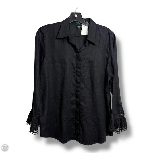 Blouse Long Sleeve By Lauren By Ralph Lauren In Black, Size: M