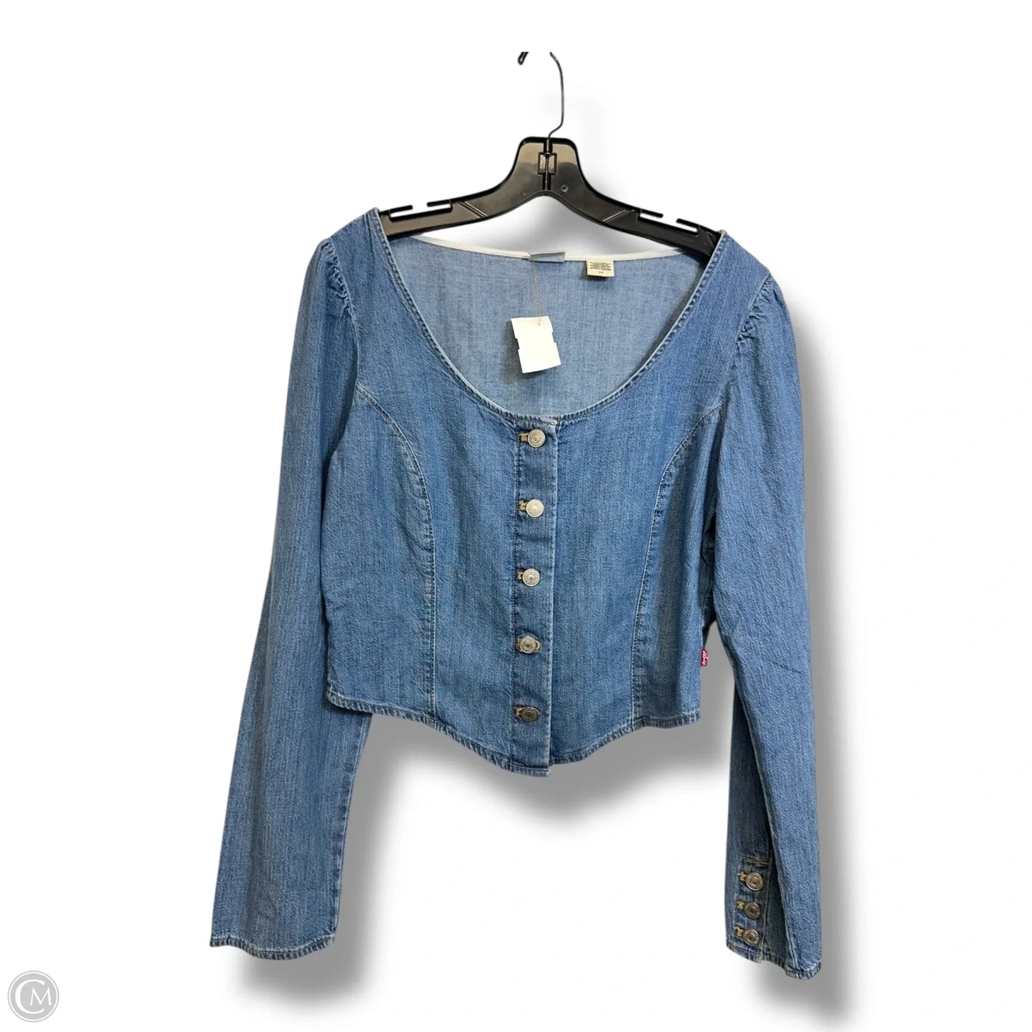 Top Long Sleeve By Levis In Blue Denim, Size: L