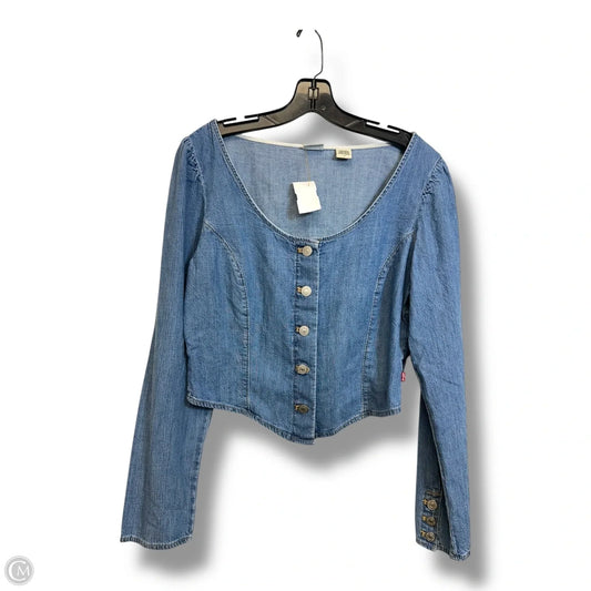 Top Long Sleeve By Levis In Blue Denim, Size: L