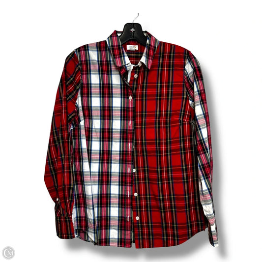 Top Long Sleeve By J. Crew In Plaid Pattern, Size: S