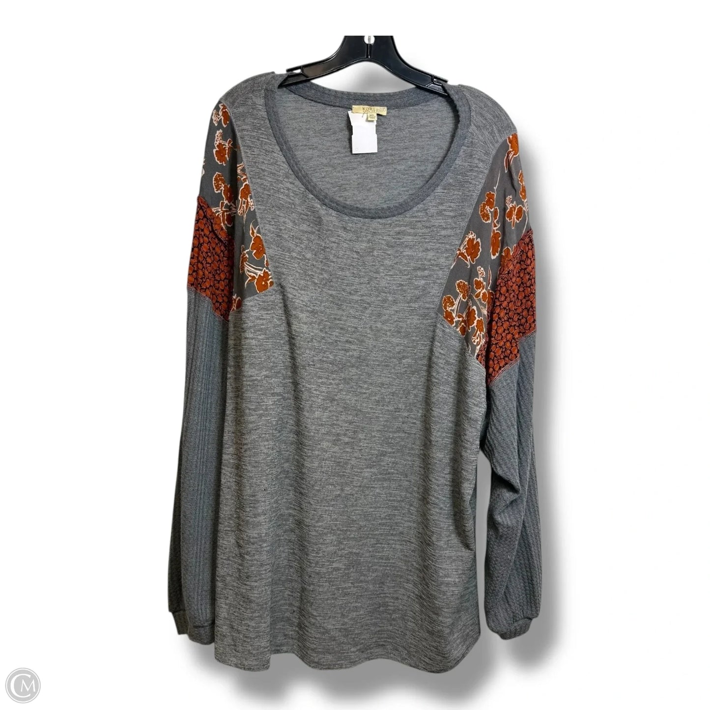 Top Long Sleeve By Kori America In Grey, Size: 1x