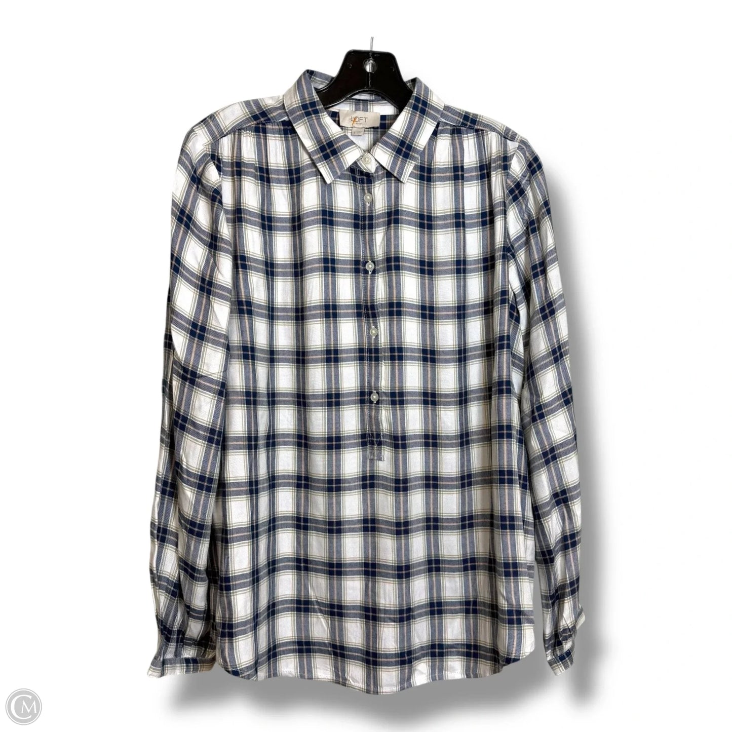 Top Long Sleeve By Loft In Plaid Pattern, Size: S