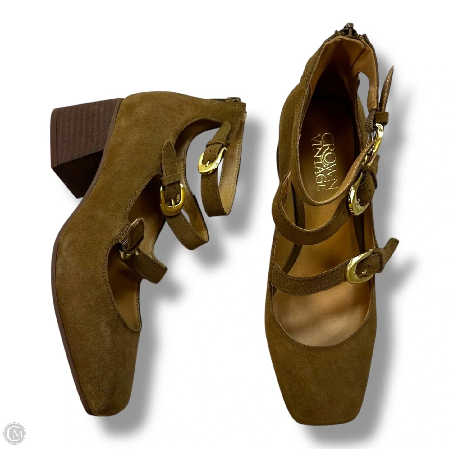 Shoes Heels Block By Crown Vintage In Tan, Size: 7