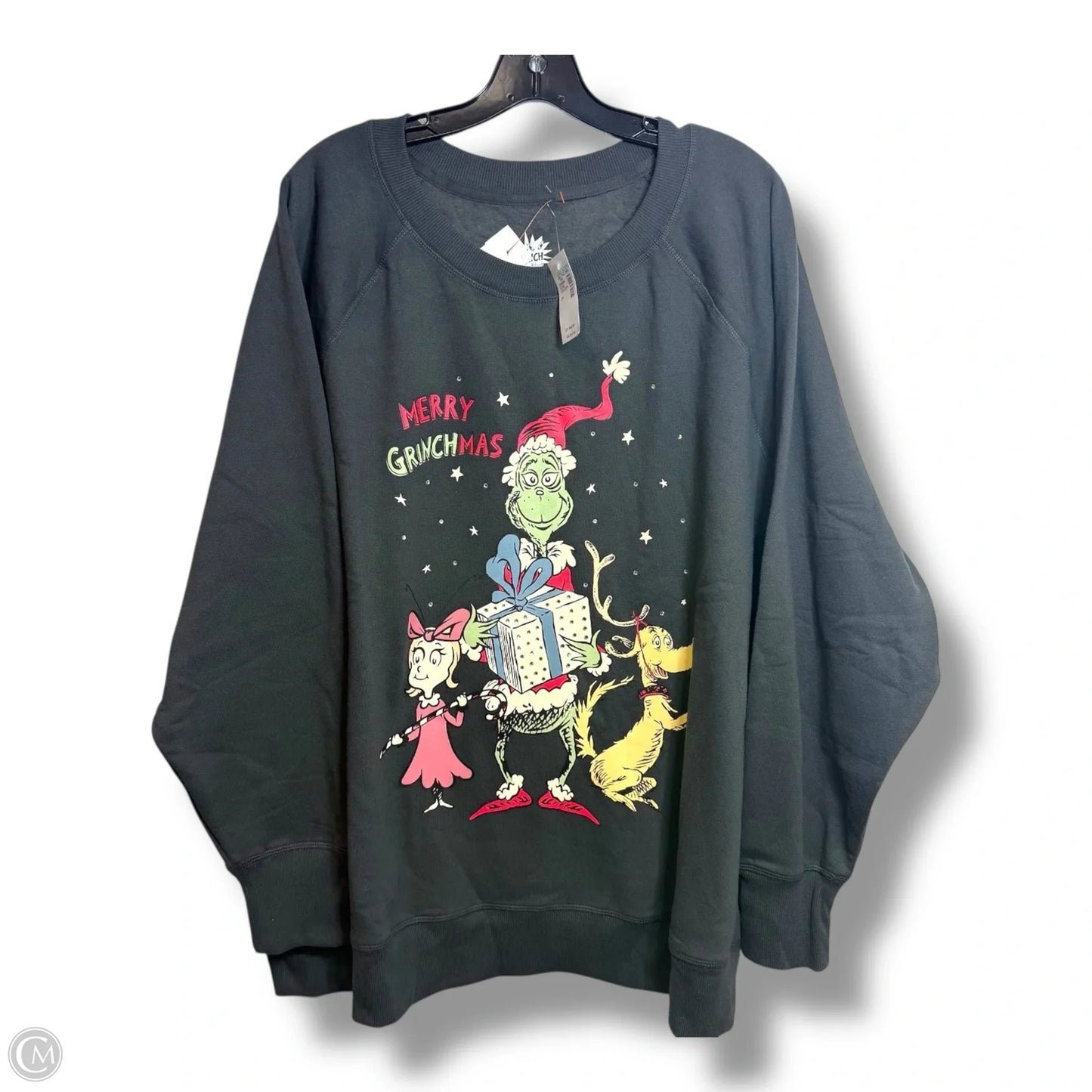 Grinch Sweatshirt Crewneck By Clothes Mentor In Black, Size: 3x