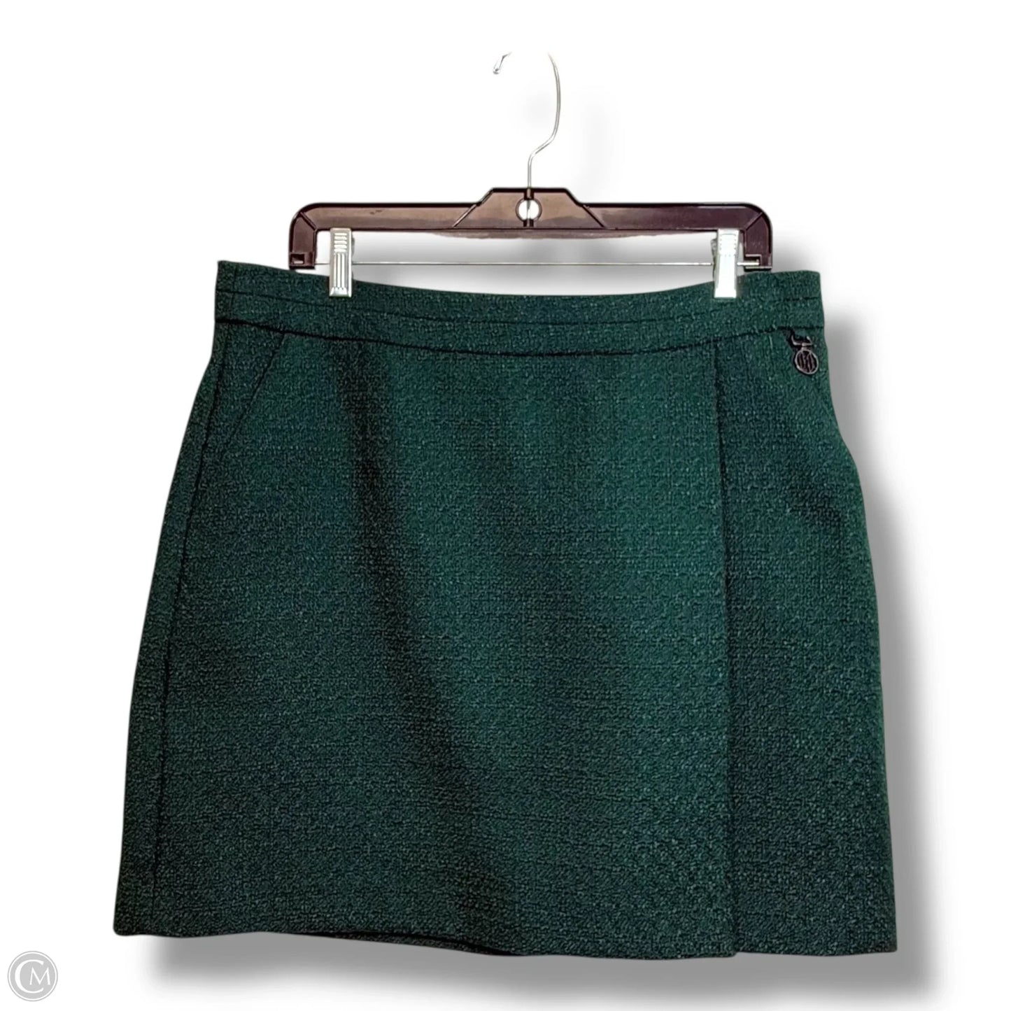 Tweed mini Skirt Designer By Karl Lagerfeld In Green, Size: 12