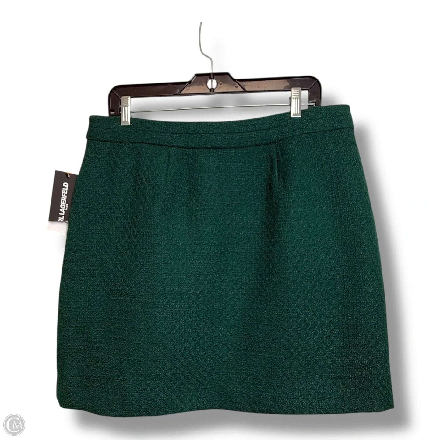 Tweed mini Skirt Designer By Karl Lagerfeld In Green, Size: 12