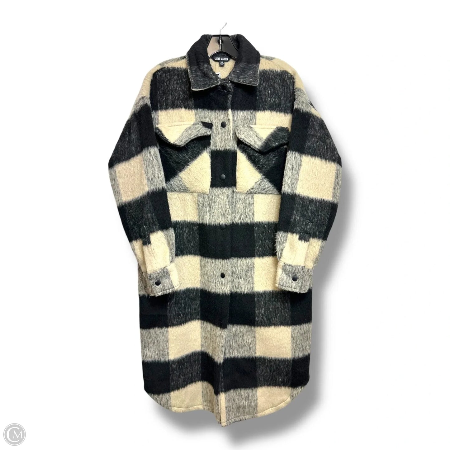 Long Jacket By Steve Madden In Checkered Pattern, Size: Xs