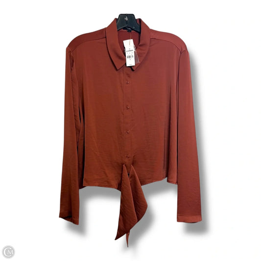 Top Long Sleeve By Express In Bronze, Size: Xl