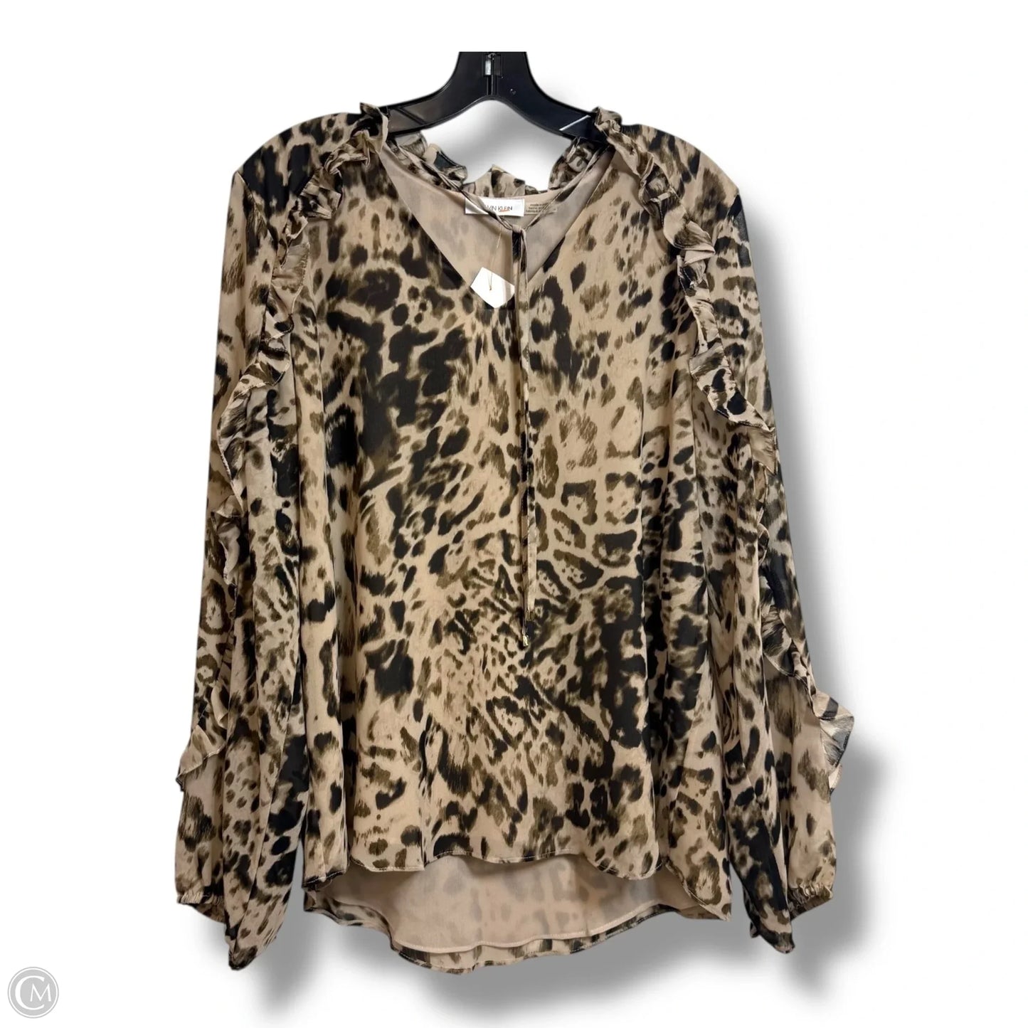 Top Long Sleeve By Calvin Klein In Animal Print, Size: M