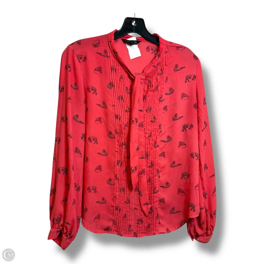 Top Long Sleeve By Banana Republic In Coral, Size: S