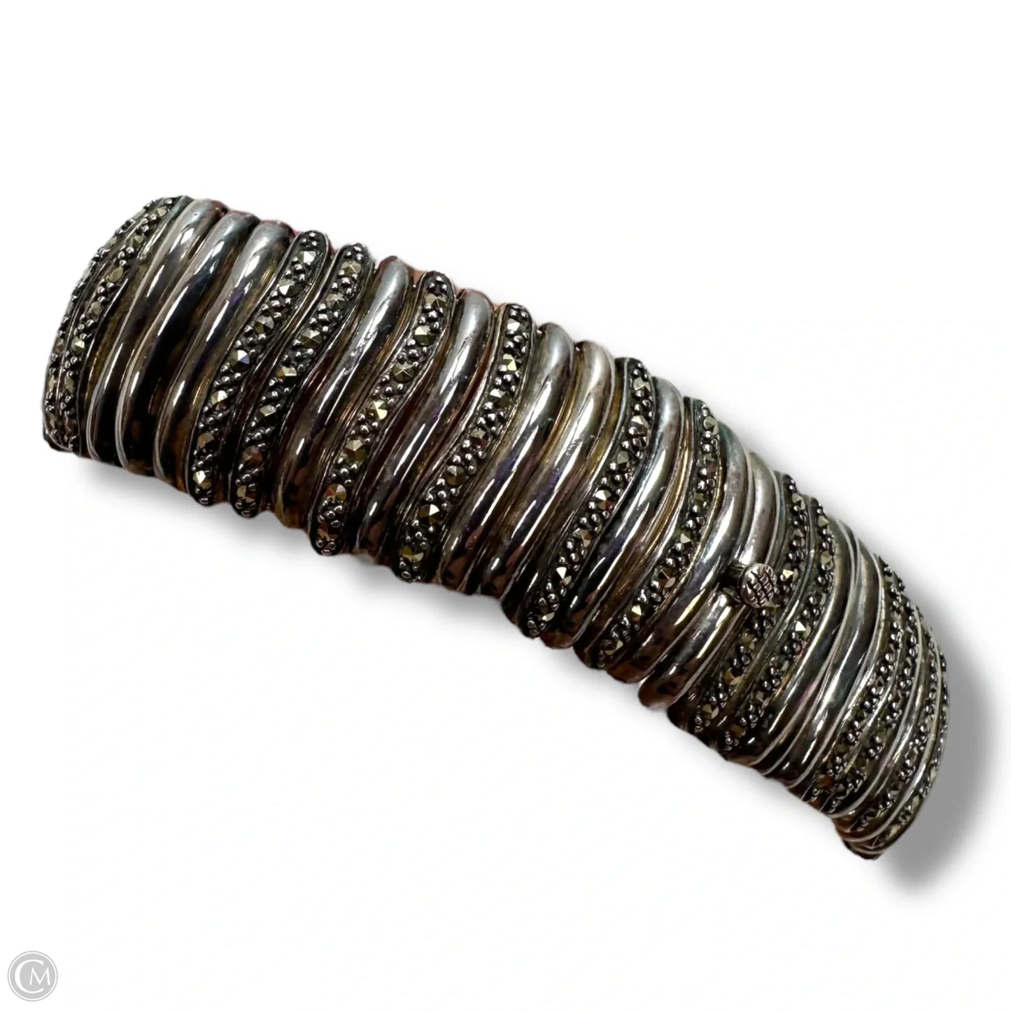 Sterling silver A925 Marcasite Stone Wave Flexible Bracelet Other By Clothes Mentor